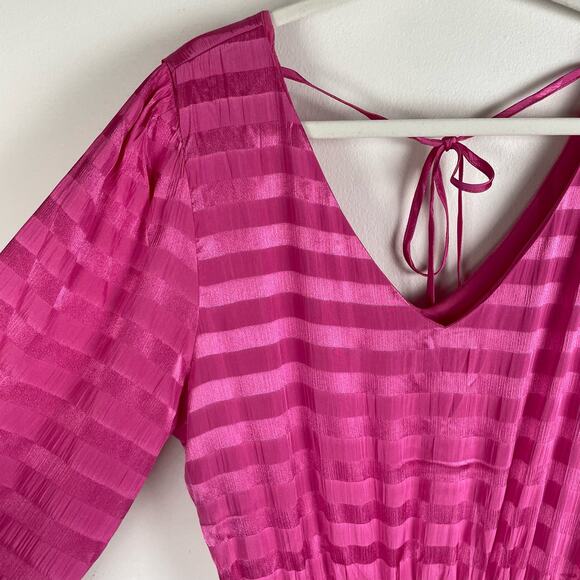 1.STATE Ruffle Tiered Long Sleeve Mini Dress Smocked Womens XL Pink Barbiecore - Picture 5 of 9